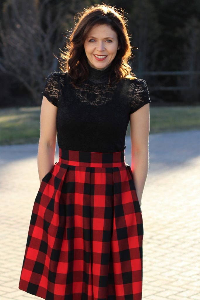 BUFFALO PLAID SKIRT High Waisted Skirts for Women Red Plaid Skirt