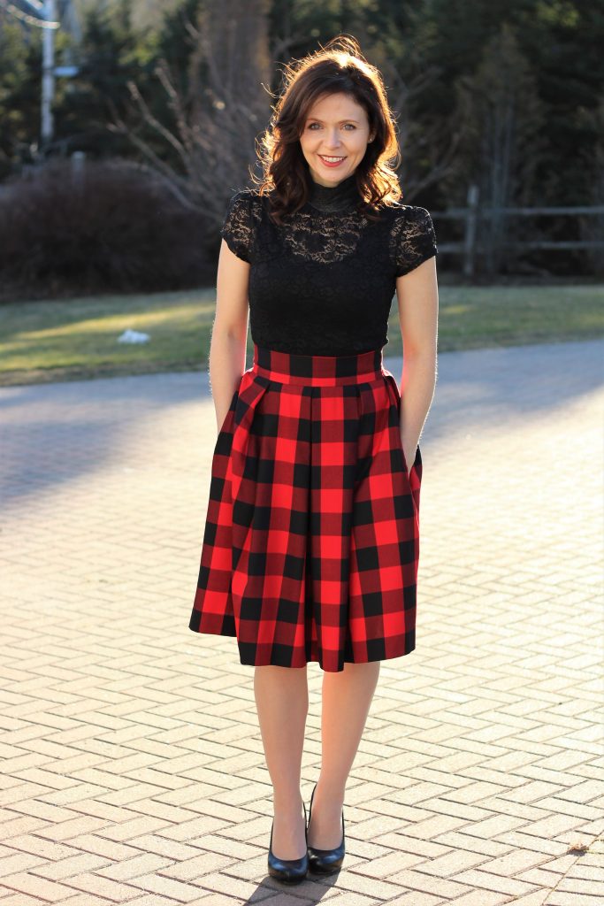 Buffalo plaid shop midi skirt