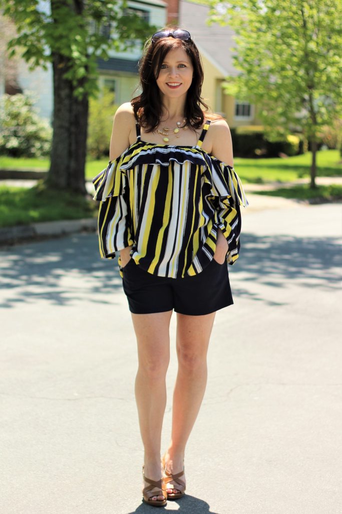 striped ruffled top